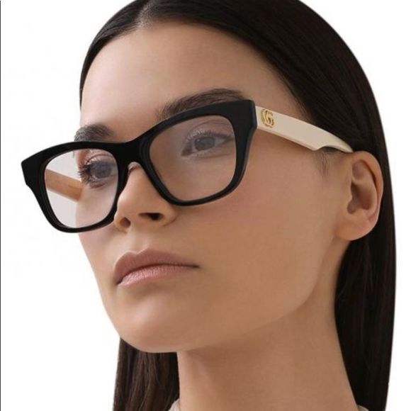 BRAND NEW GUCCI GG0999O 002 Black/White Transparent Women Eyeglasses